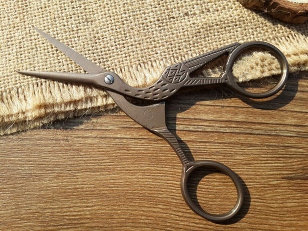 Stork Sewing Scissors Quality Sharp Blades Embroidery Crane Bronze