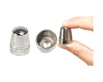 2 x Metal Thimbles Silver Coloured Finger Protector Sewing Needle Antique Design