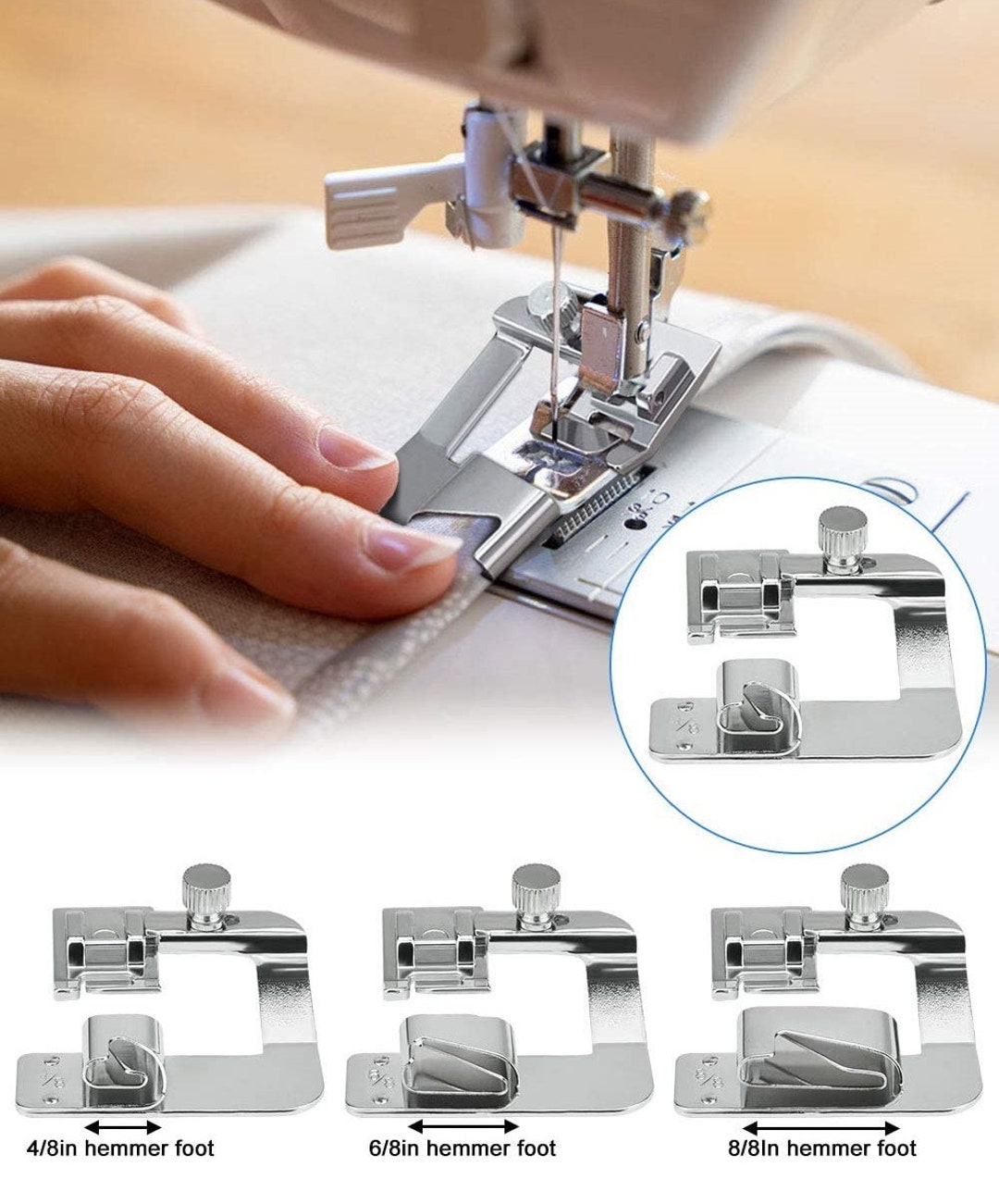 Universal Sewing Rolled Hemmer Foot Set, 3-10mm Wide Narrow Rolled Hem  Pressure Foot Hemmer Foot Seam Guide Sewing Machine Accessory
