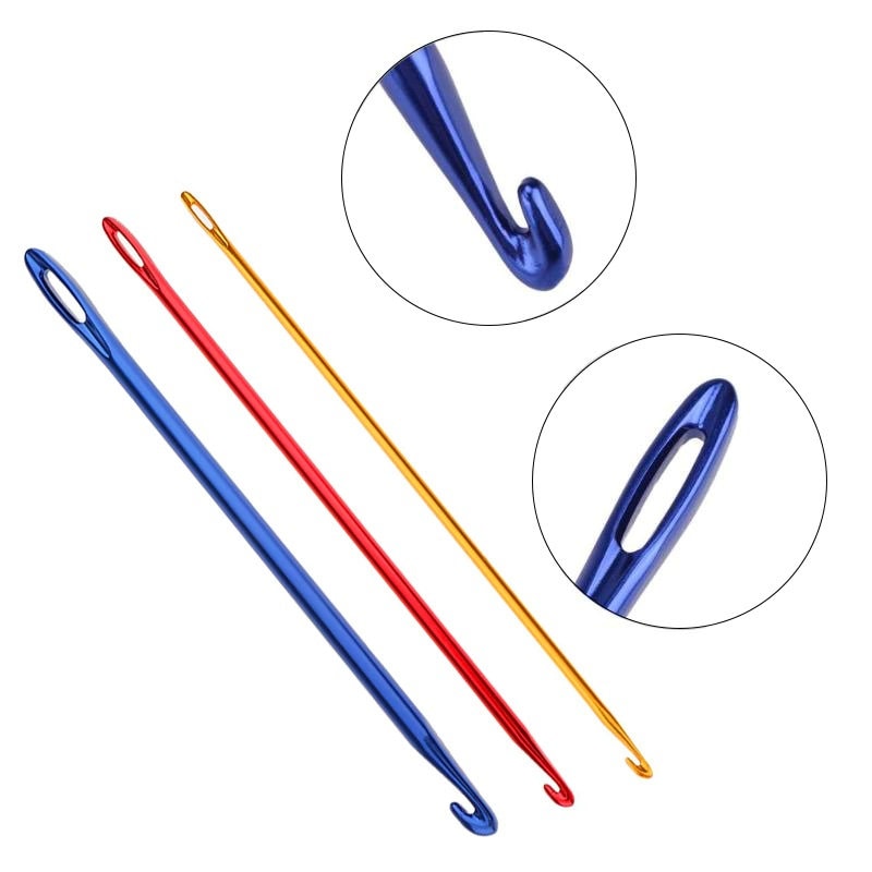 Set of 3 Knooking Hooks Long Aluminium Afghan Crochet With