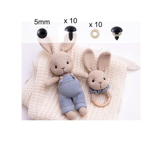 5mm Black Plastic Safety Eyes for Dolls, Teddy Bears - 5 Pairs