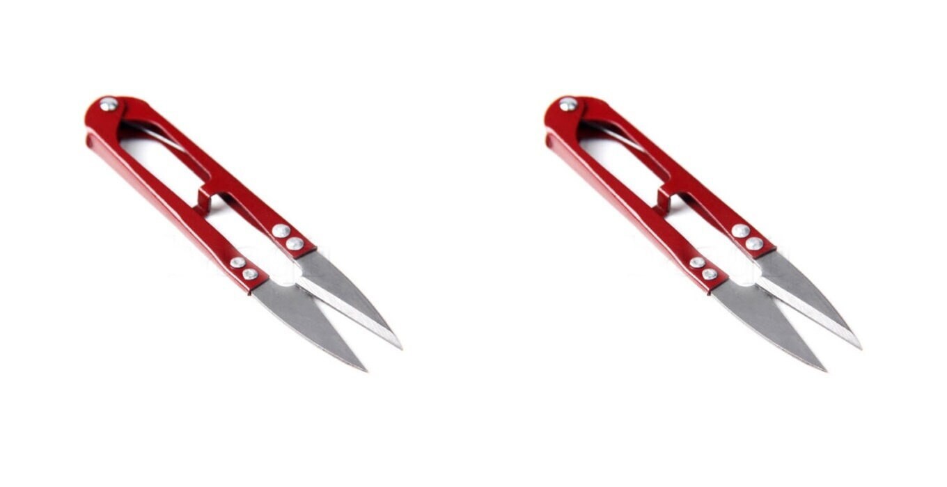 2 x Pairs All Metal Easy To Use Snips Thread Cutter Scissors Embroidery Snippers RED