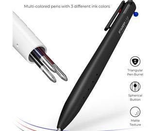 3 Colour Blue Red Black Ball Point Pens 3 Pack Triangular Comfort Easy Grip Biro