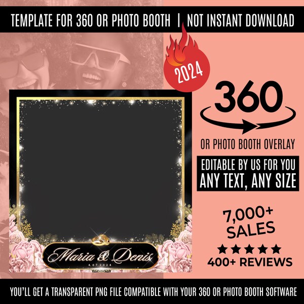 Wedding 360 template Photo booth overlay Video booth overlay Engagement 360 overlay Birthday touchpix template 360 template Photobooth a07