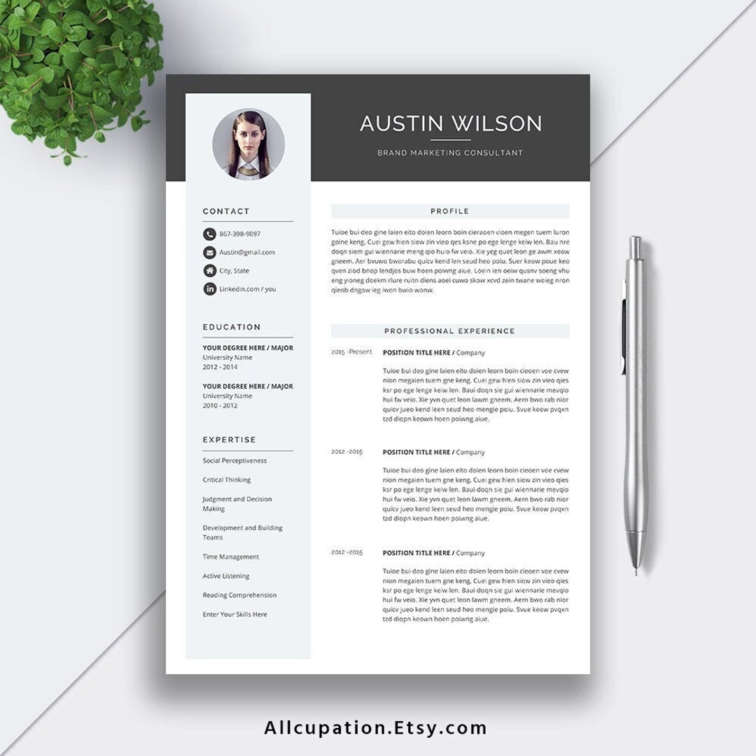 Buy Professional CV Template With Cover Letter and References, Editable ...
