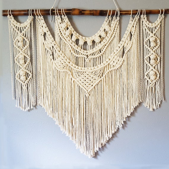 Large Macrame Wall Hanging Window Curtain Headboard Living Etsy