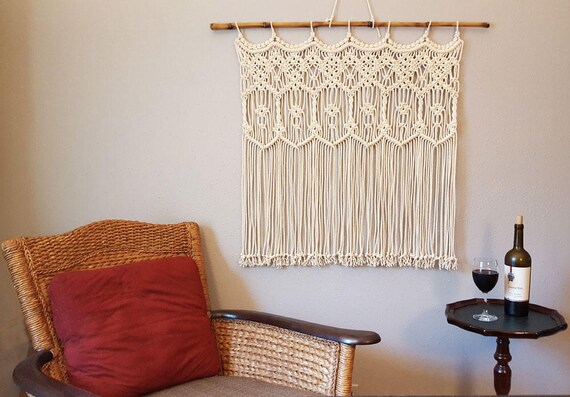 Large Macrame Wall Hanging Window Curtain Wall Art Macrame Etsy