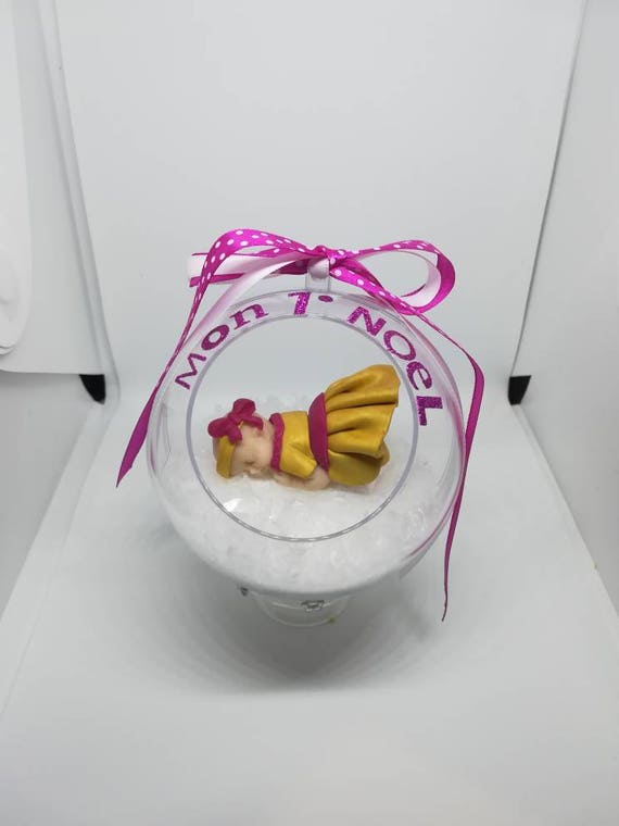 Boule De Noël Avec Son Bébé En Fimo Sur Commande