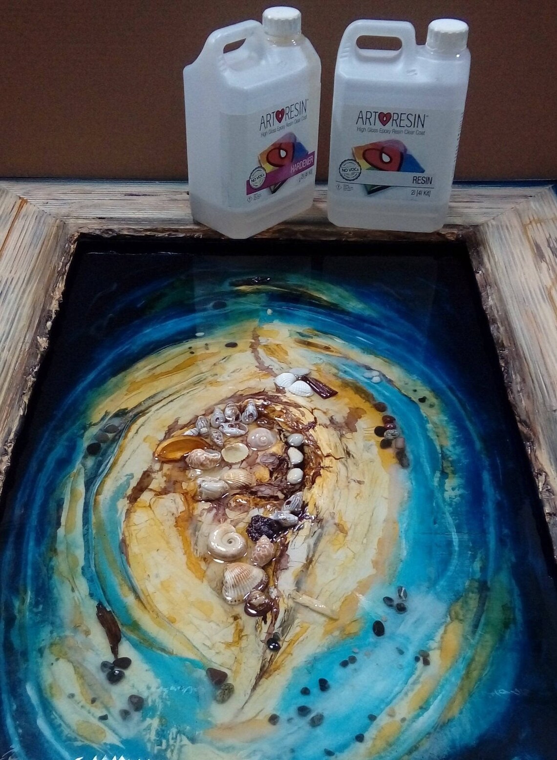 VENDU Paysage marin époxy résine originale café tableau Etsy
