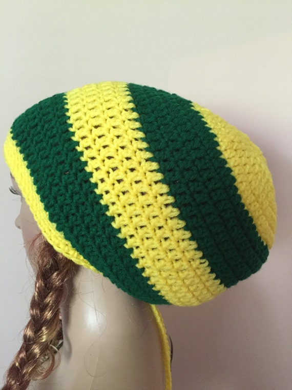 Green and yellow large rasta hat rasta tam crochet rasta hat Etsy