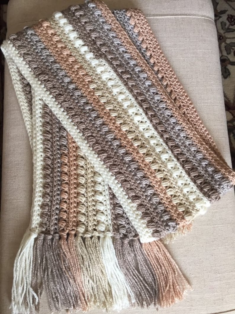 Caron cakes yarn crochet long scarf with fringes Etsy