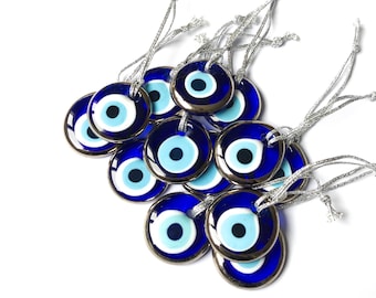 50 pcs evil eye beads, silver evil eye charm, unique wedding favors, car rear mirror charm, turkish evil eye, nazar boncuk, greek wedding