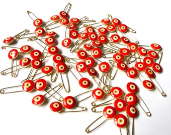 10 pcs evil eye safety pin, evil eye stroller pin, evil eye stroller charm, gold plated evil eye pin, baby shower gifts, protection for baby