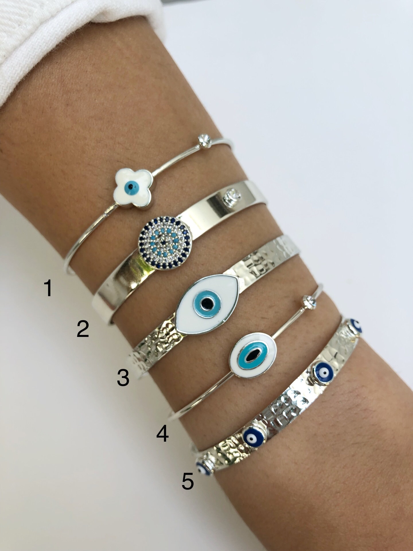 Wholesale SUNNYCLUE 1 Box 240Pcs 6 String Evil Eye Bracelets Making Kit  8mm/10mm Evil Eye Beads Bulk Lampwork Glass Beads Blue Hamsa Hand Charms  for Jewelry Making Kits Women Adults DIY Bracelets