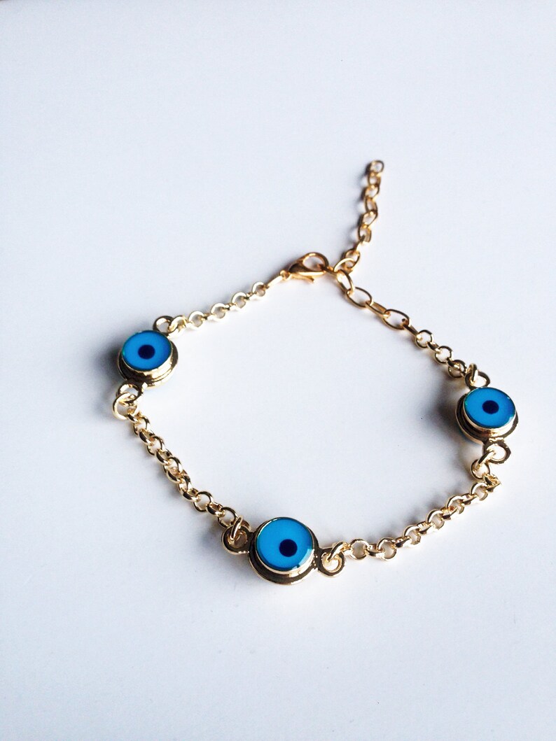 Evil eye bracelet gold plated evil eye bracelet tiny evil Etsy