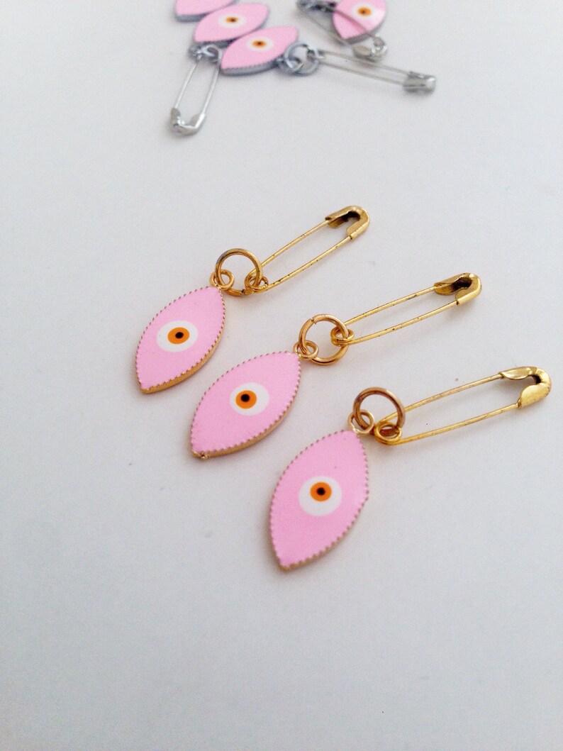 Evil eye safety pin pink evil eye safety pin baby shower Etsy