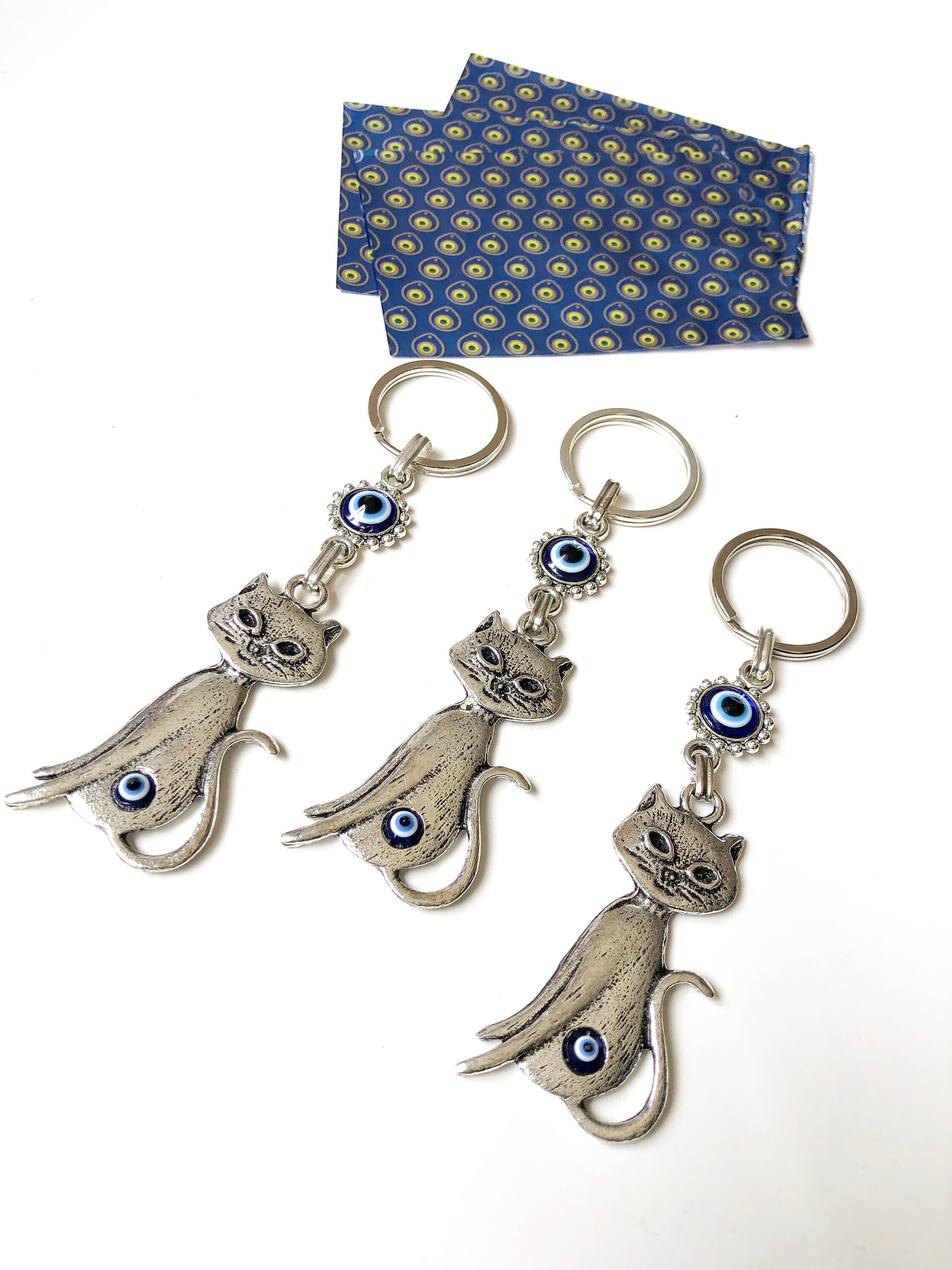 Evil Eye Keychain Cat Keychain Evil Eye Cat Key Chain Good Etsy