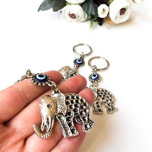 Evil Eye Keychain Elephant Keychain Silver Evil Eye Charm - Etsy