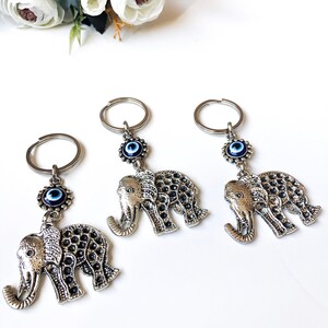 Evil Eye Keychain Elephant Keychain Silver Evil Eye Charm - Etsy