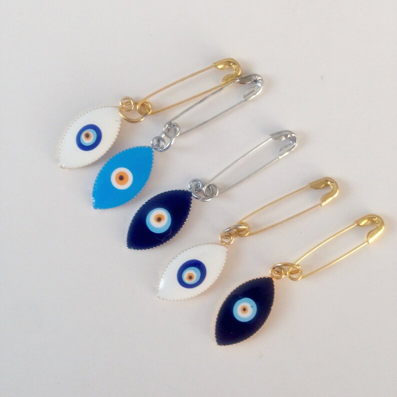 Evil Eye Safety Pins Tiny Evil Eye Safety Pins Evil Eye Etsy