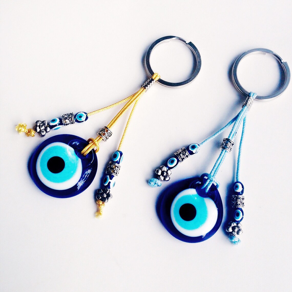 Evil Eye Keychain Good Luck Evil Eye Beads Beaded Keychain Etsy