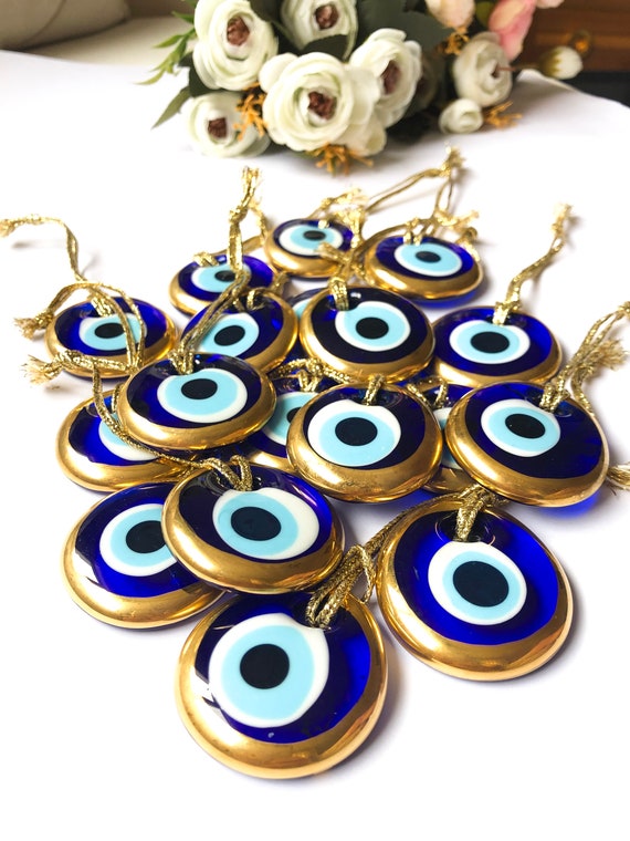 Glass Evil Eye Beads,Gold Evil Eye Bead, Blue Evil Eye, Unique Wedding  Favor