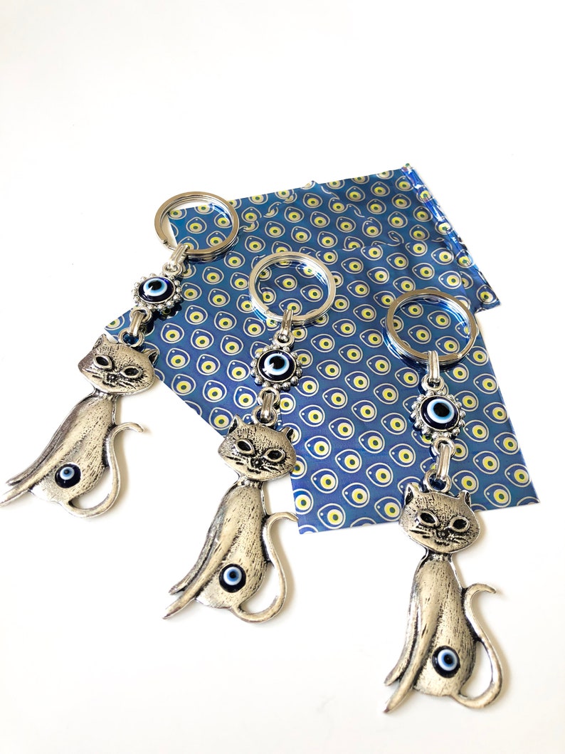 Evil Eye Keychain Cat Keychain Evil Eye Cat Key Chain Good Etsy