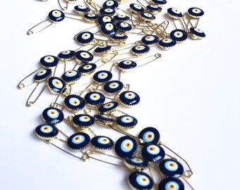 10 pcs evil eye safety pin, baby shower gifts, protection for baby, evil eye stroller pin, baby boy gift pin, unique wedding favor, new born
