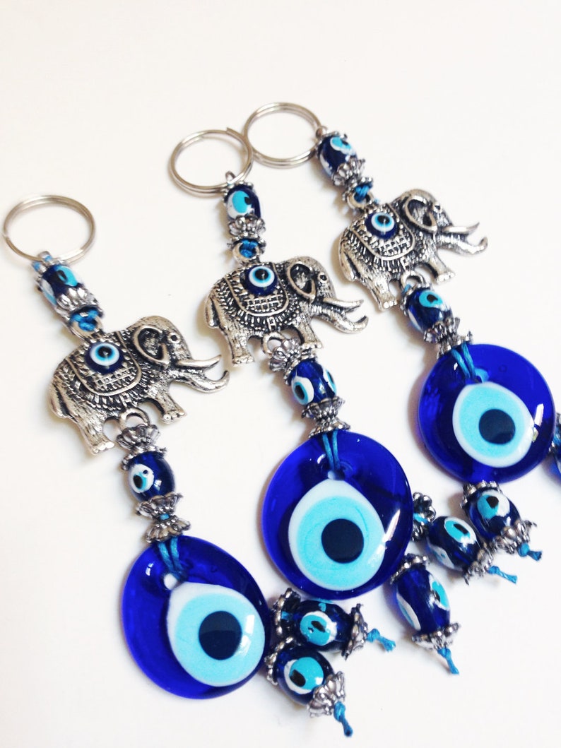 Elephant Keychain Evil Eye Keychain Yoga Keychain Elephant Etsy