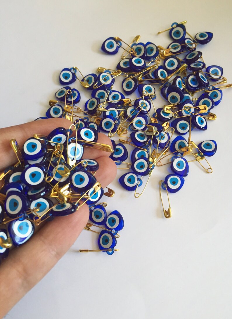 Tiny Evil Eye Safety Pins 100 Pcs Resin Evil Eye Beads Etsy