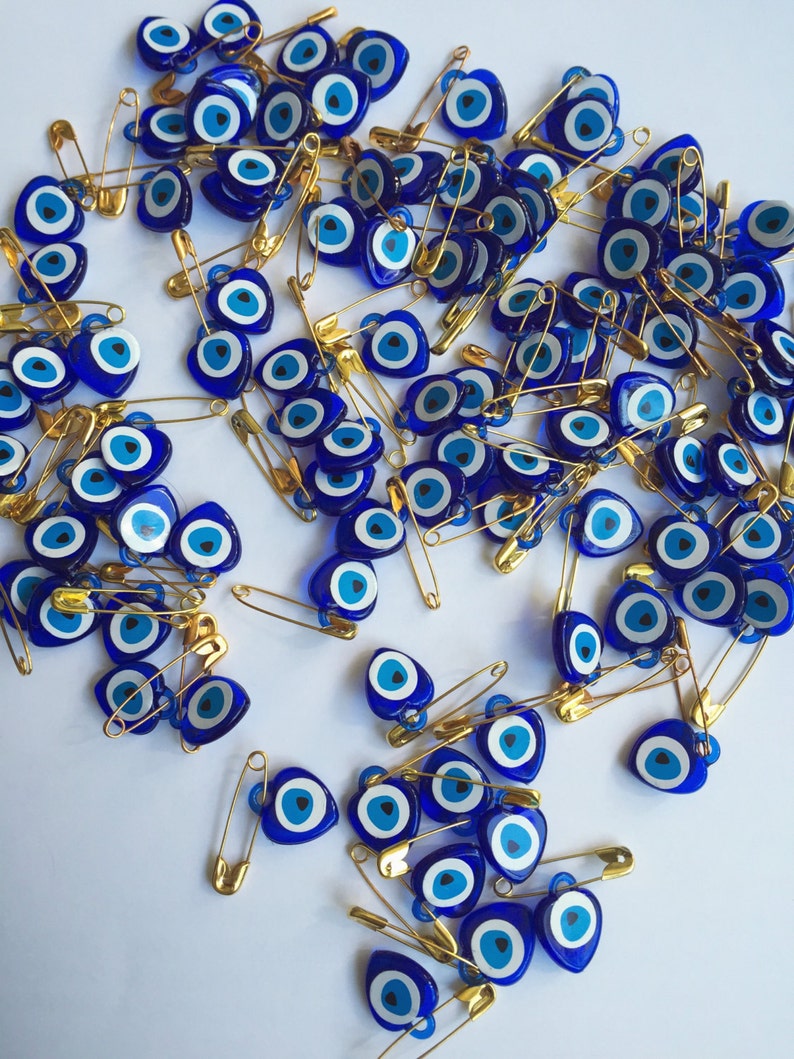 Tiny Evil Eye Safety Pins 100 Pcs Resin Evil Eye Beads Etsy