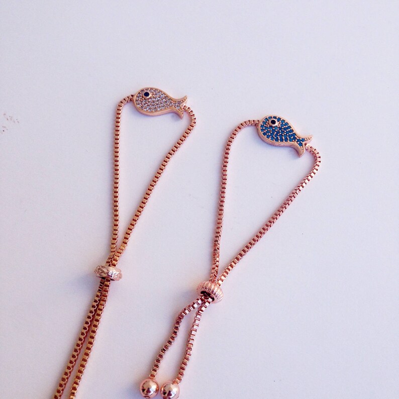 Evil Eye Bracelet Fish Charm Bracelet Zirconia Evil Eye Etsy