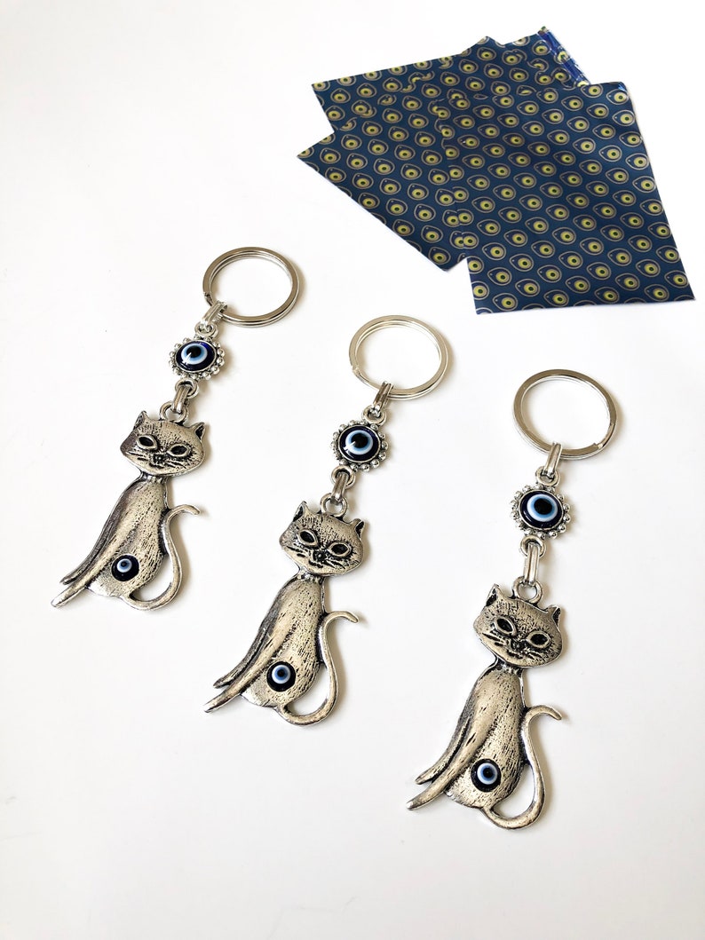 Evil Eye Keychain Cat Keychain Evil Eye Cat Key Chain Good Etsy