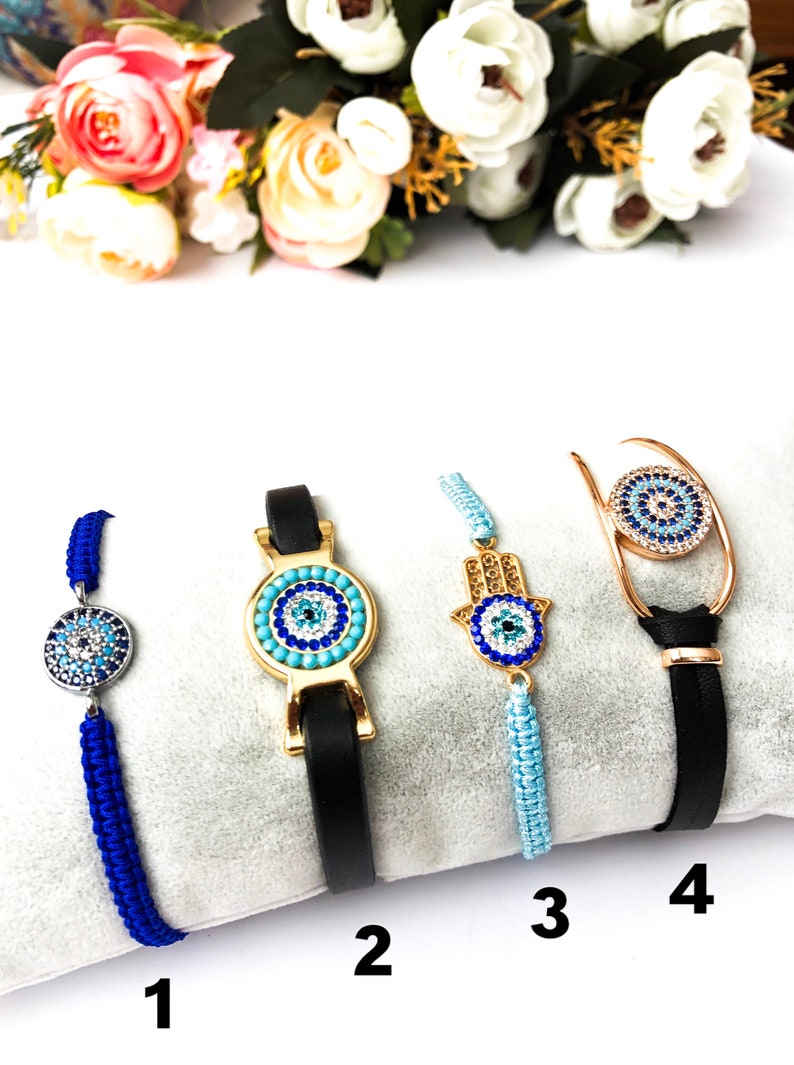 Evil Eye Bracelet Zirconia Charm Bracelet Hamsa Bracelet Etsy