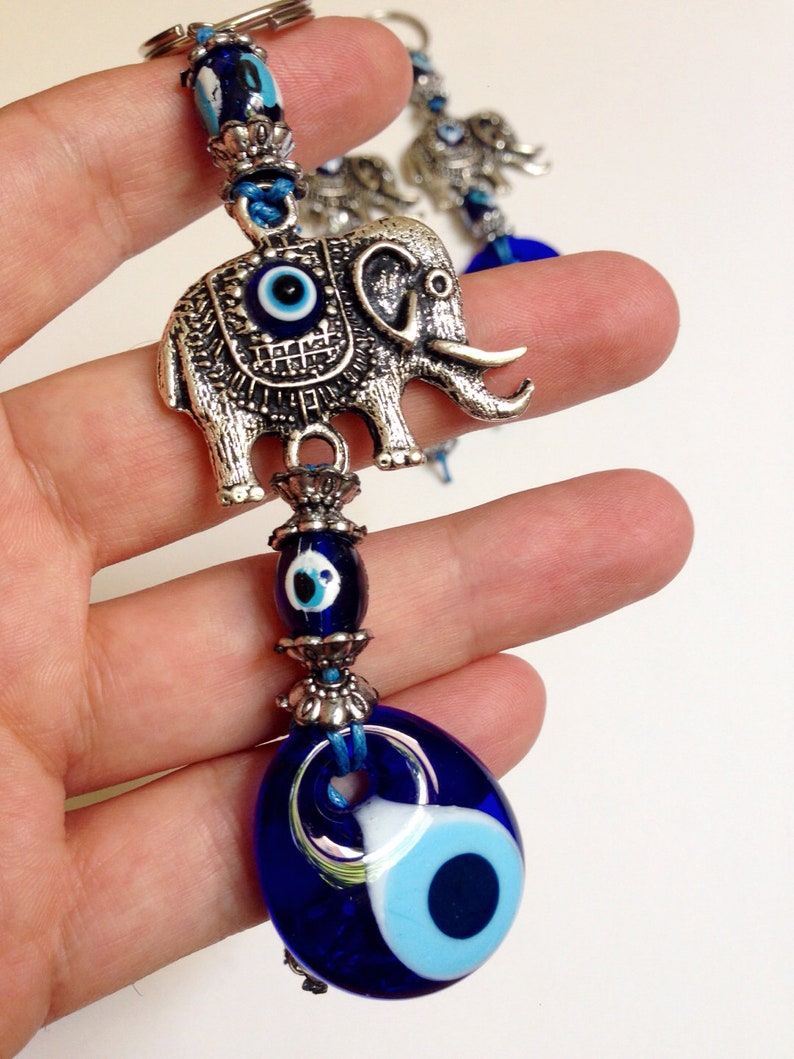 Elephant Keychain Evil Eye Keychain Yoga Keychain Elephant Etsy