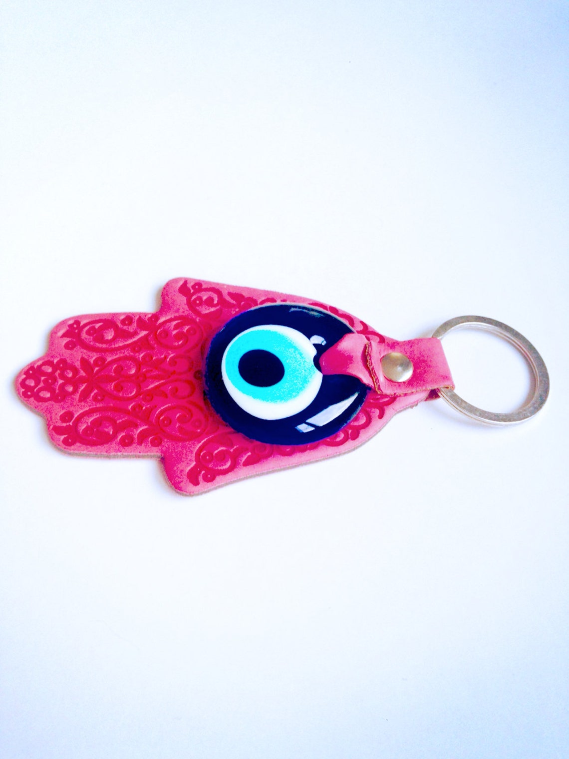 Hamsa Evil Eye Keychain Evil Eye Keychain Yoga Keychain Etsy