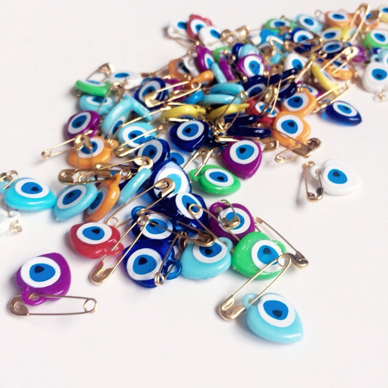 Evil Eye Safety Pins 100pcs Mixed Resin Evil Eye Beads Etsy