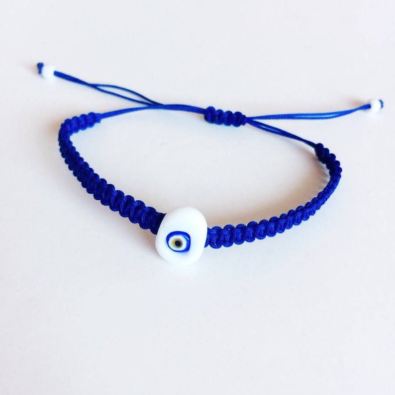 Evil Eye Macrame Bracelet Blue Macrame Jewelry Blue Macrame - Etsy