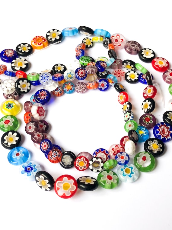 Flat round glass sale beads
