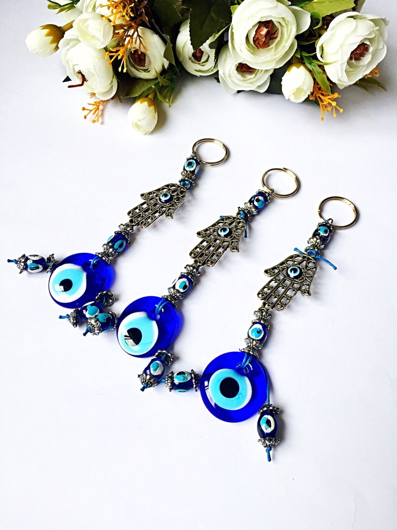 Evil Eye Keychain Hamsa Keychain Evil Eye Beads Turkish Etsy