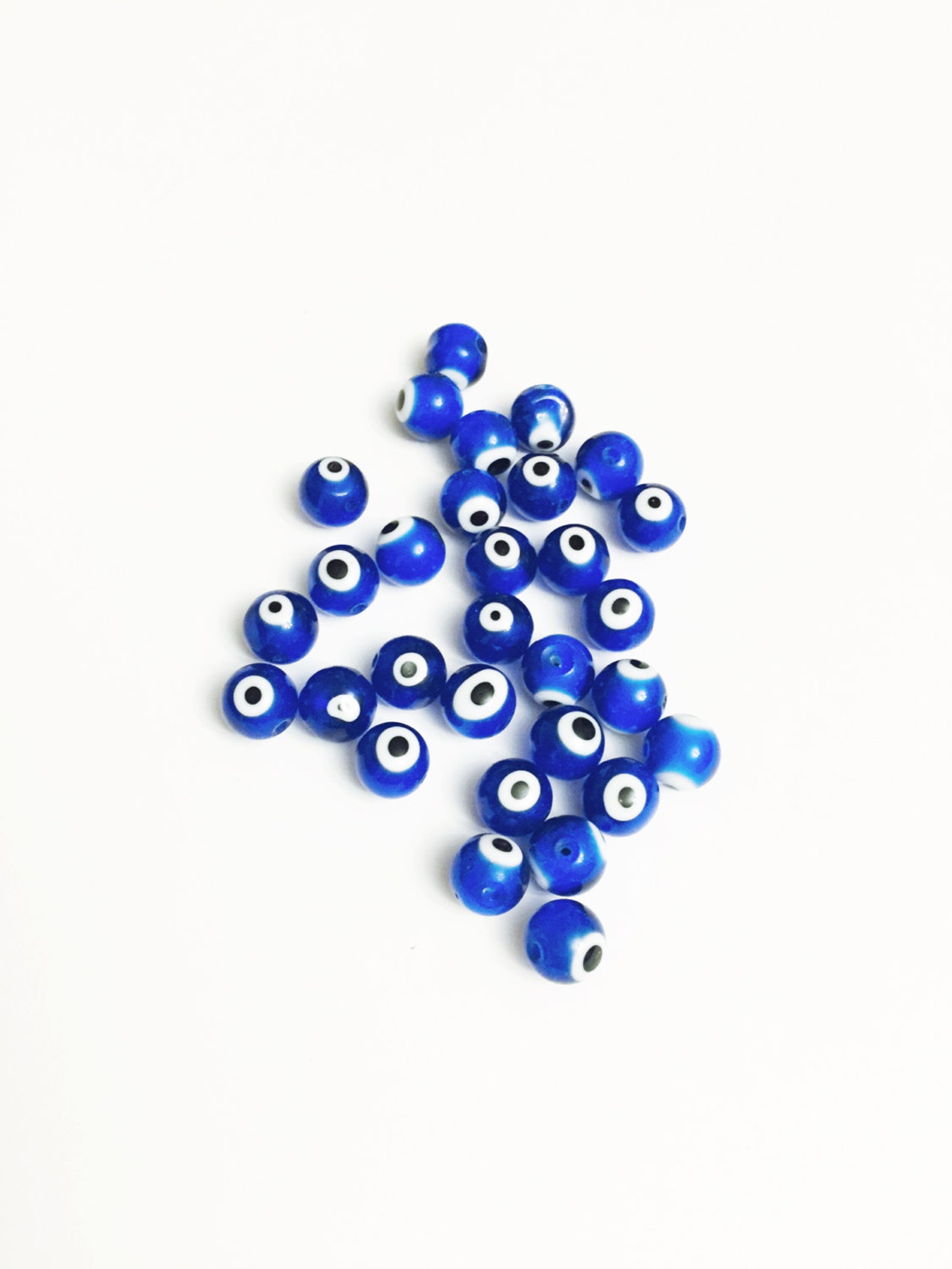 50 Pcs 10mm Glass Evil Eye Beads Evil Eye Beads Protection Etsy