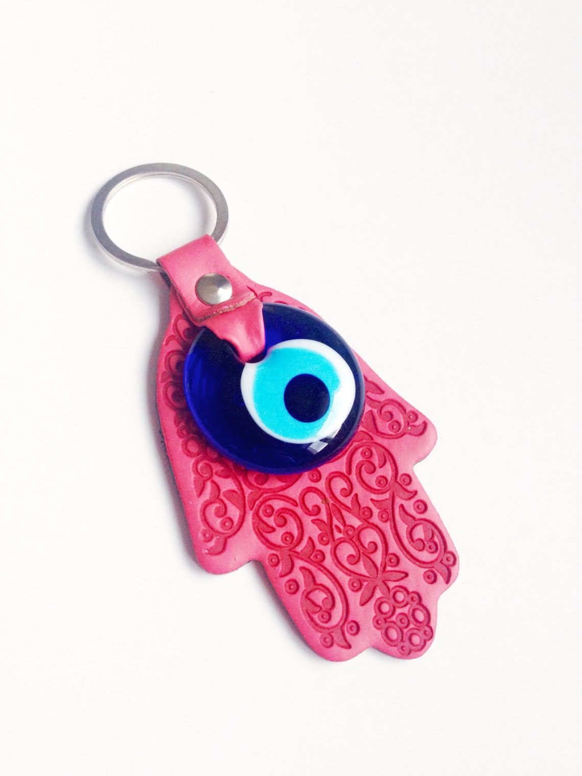 Hamsa Evil Eye Keychain Evil Eye Keychain Yoga Keychain Etsy