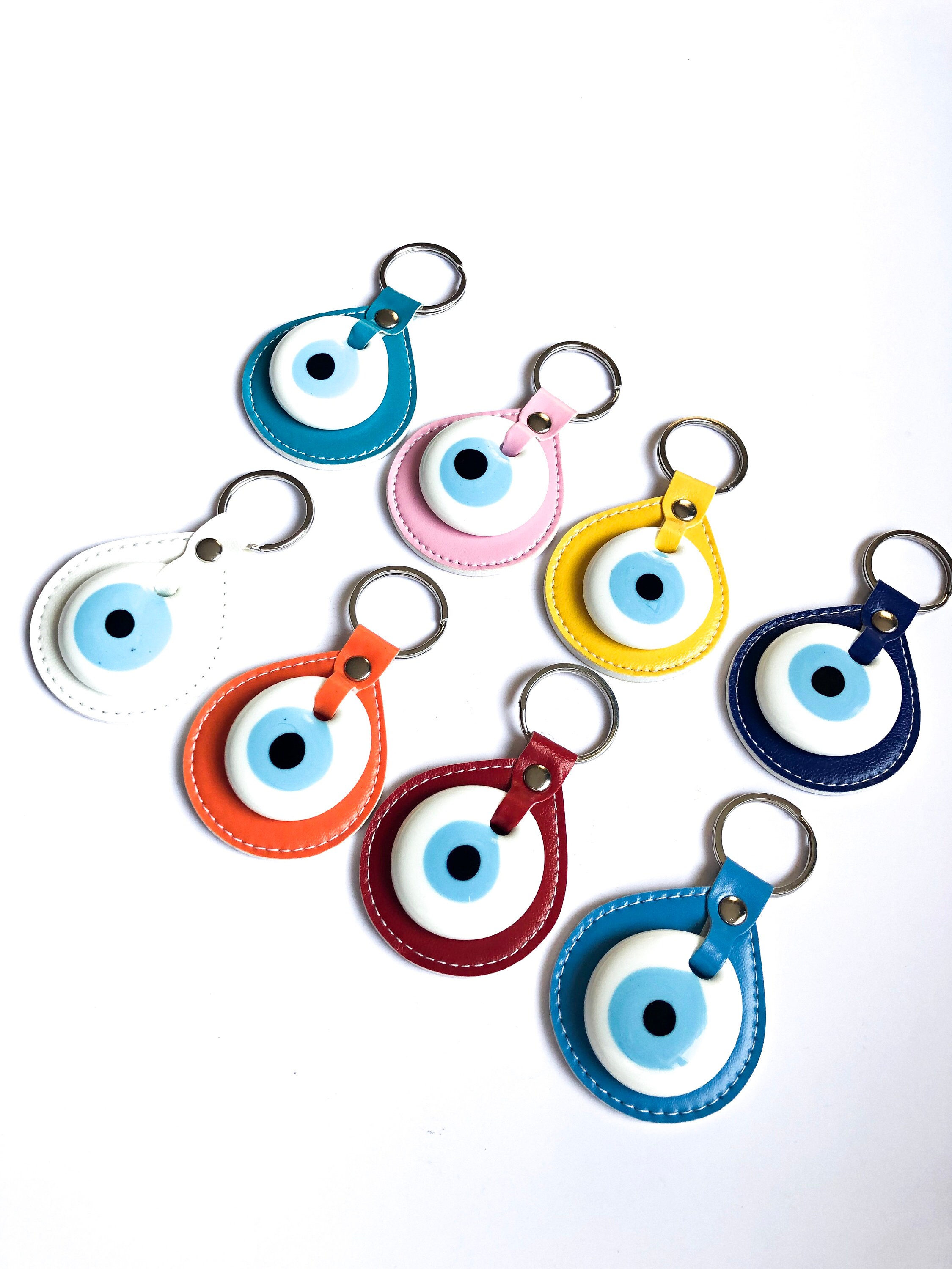 Evil Eye Keychain Leather Keychain for Women Colorful Etsy