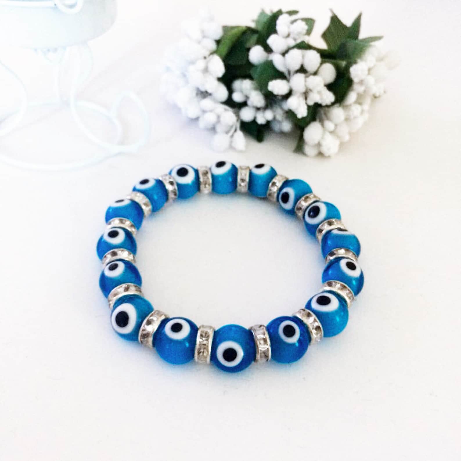 Blue Evil Eye Bracelet Glass Evil Eye Bracelet Evil Eye Etsy