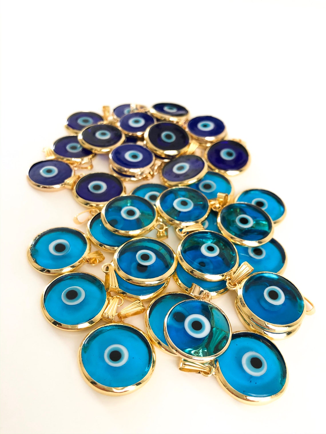 3pcs Glass Evil Eye Bead Blue Evil Eye Pendant Gold Evil Eye Etsy