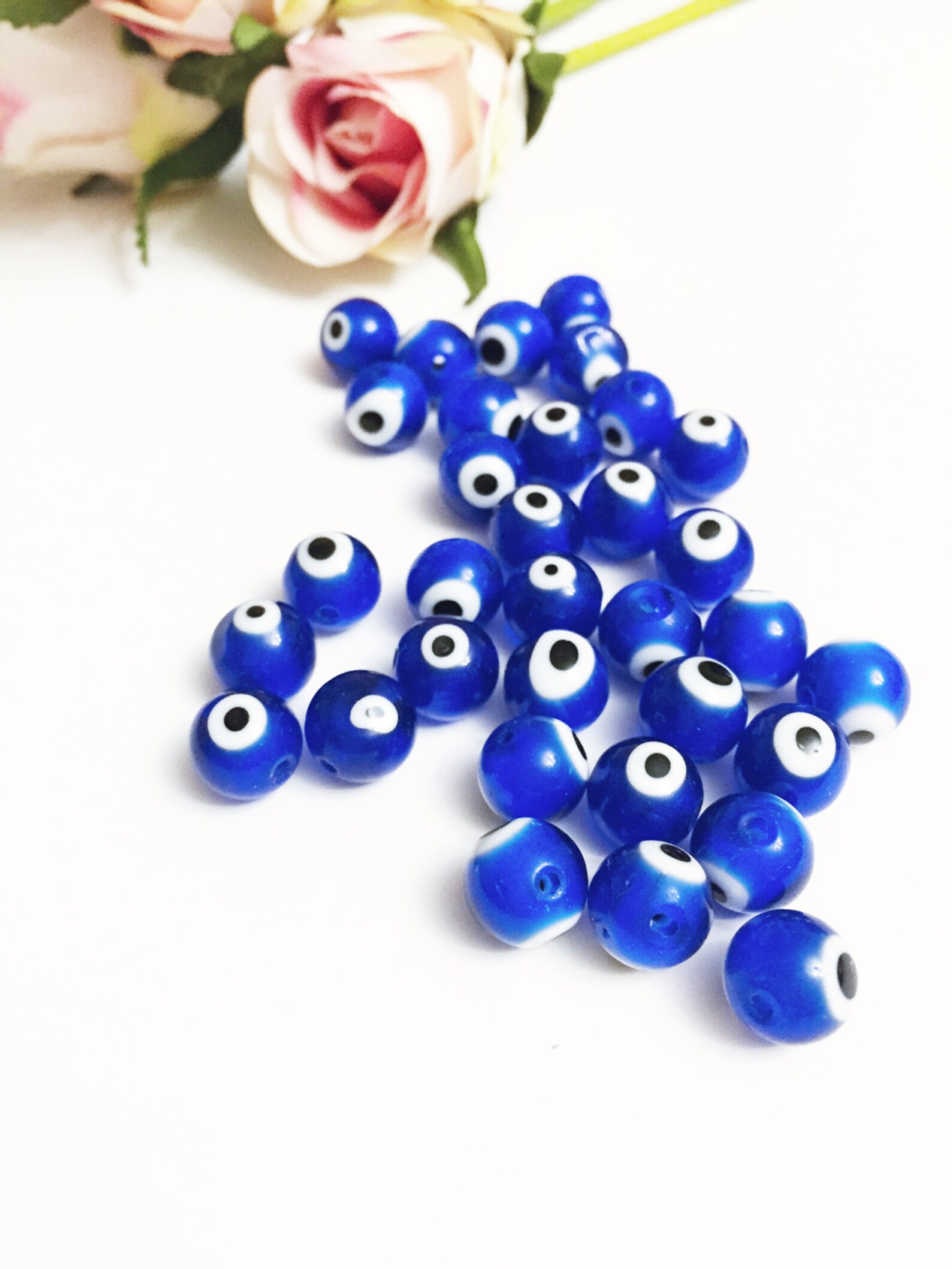 50 Pcs 10mm Glass Evil Eye Beads Evil Eye Beads Protection Etsy