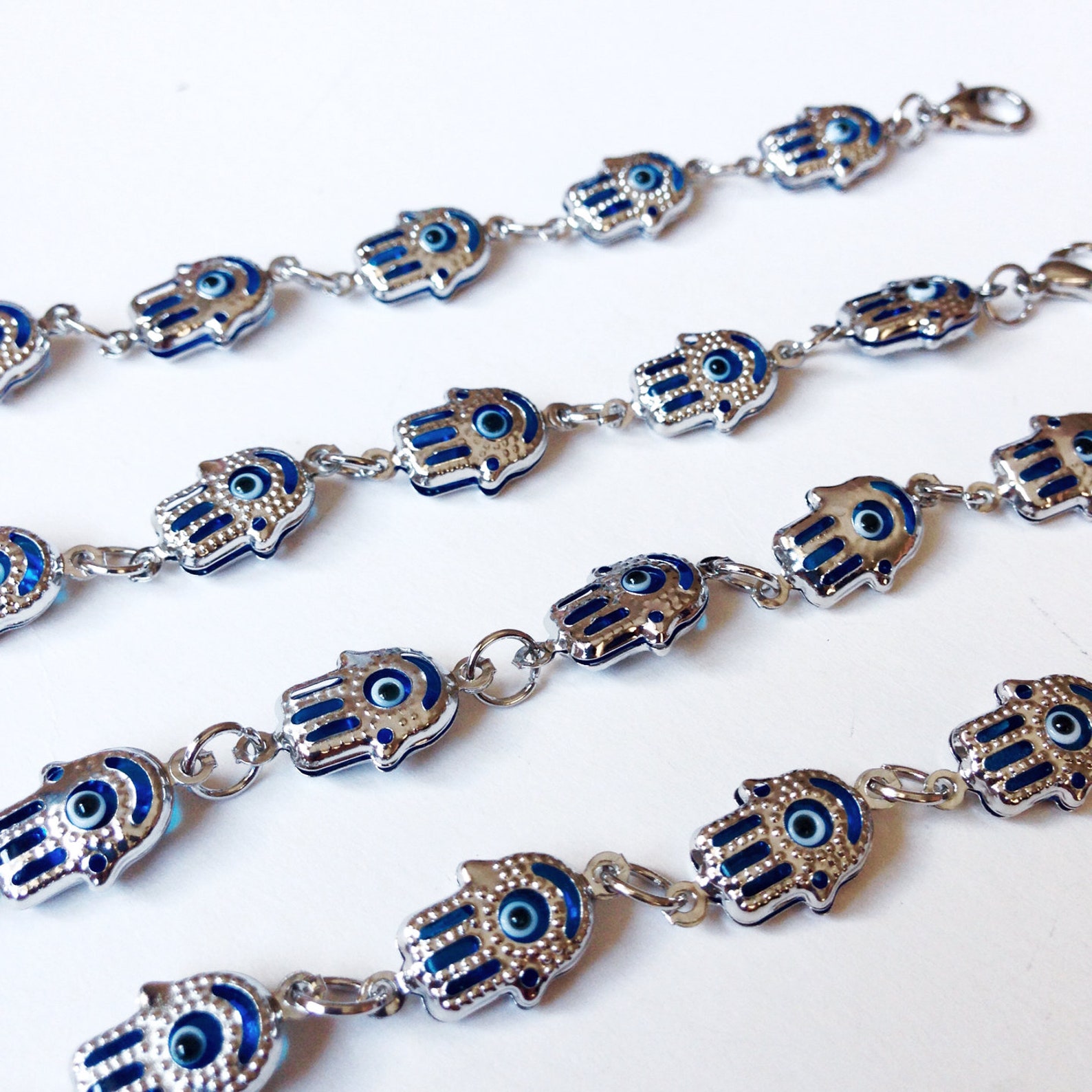 Silver Hamsa Bracelet Hamsa Charm Bracelet Evil Eye Etsy