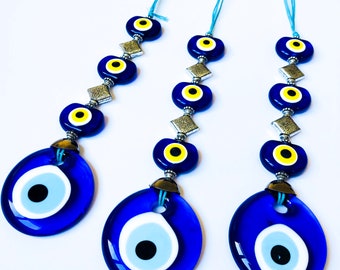 Evil eye home decor, evil eye wall hanging, blue glass evil eye beads, turkish evil eye bead, large evil eye wall hanging, evil eye wall art