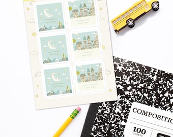 Bookplates personalizados da etiqueta do corte do beijo, conjunto de 6 bookplates, bookplates personalizados, adesivos de bookplate das crianças