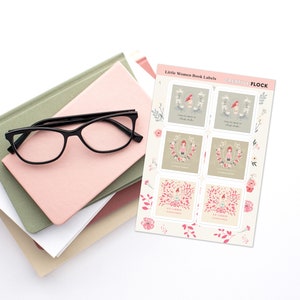 Personalized Bookplates, Set of 6 Bookplates, Kiss Cut Sticker Sheet Bookplates, Women&#39;s Redhead Bookplate Stickers